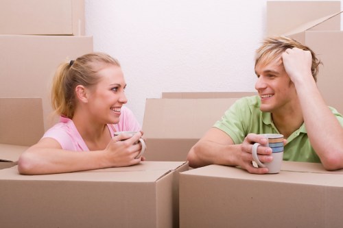 Mover handling fragile items during a professional removal